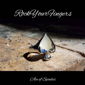 Spades Silver ring Ace of Spades Ring Large Solid Sterling Silver Ring Rock Biker Style