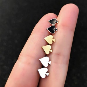Silver Spades Earrings Studs Ace of Spades golden silver and black