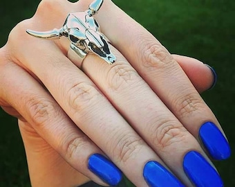 Silver Buffalo ring Skull Ring rock biker style gift for her gift for him men women jewelry christmass gift fashion statement