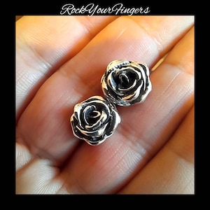 Silver earrings , Rose earrings studs.