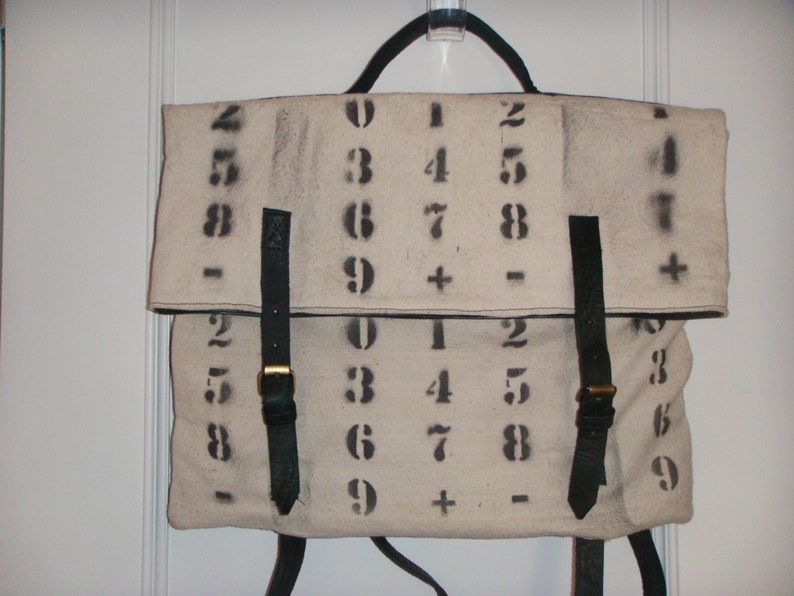 Handmade leather and canvas backpack image 1