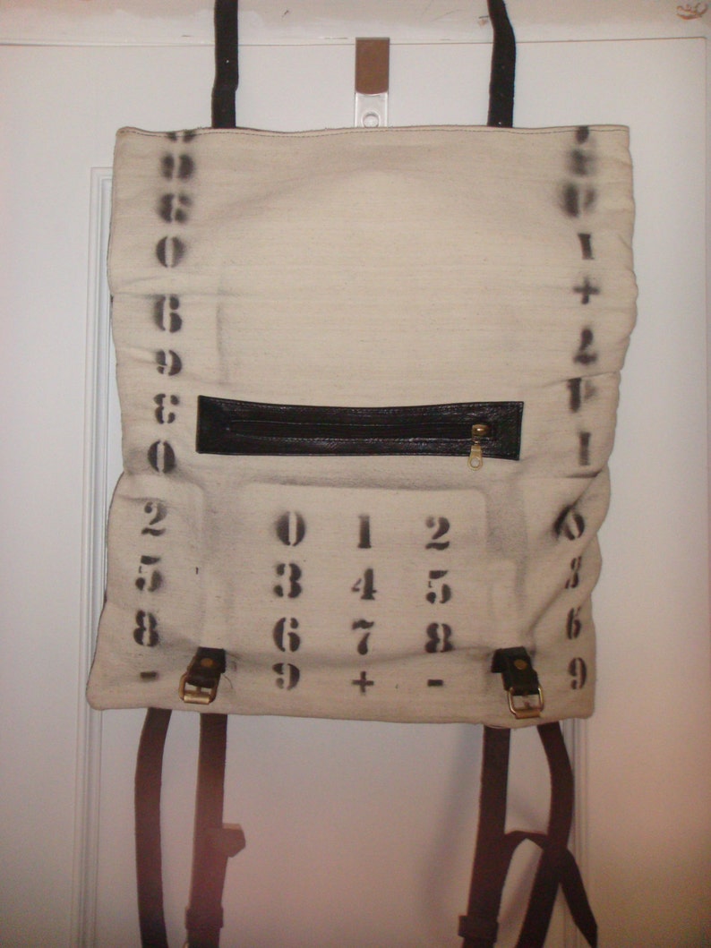 Handmade leather and canvas backpack image 2