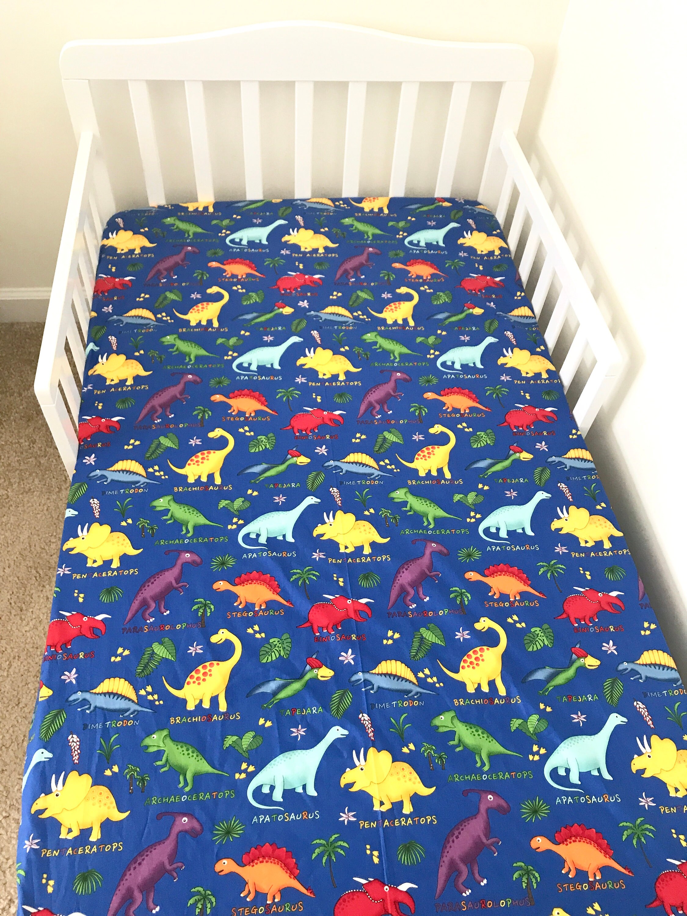 Dinosaurs Dino Cotton Sheet Nursery Pad Cover Crib Twin Full Etsy