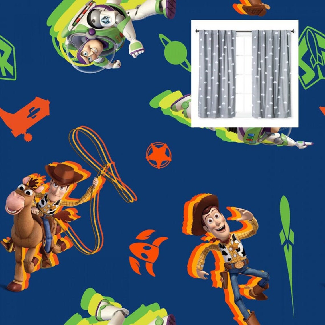 Disney Toy Story Curtains Panels or Valance Nursery Bedroom | Etsy