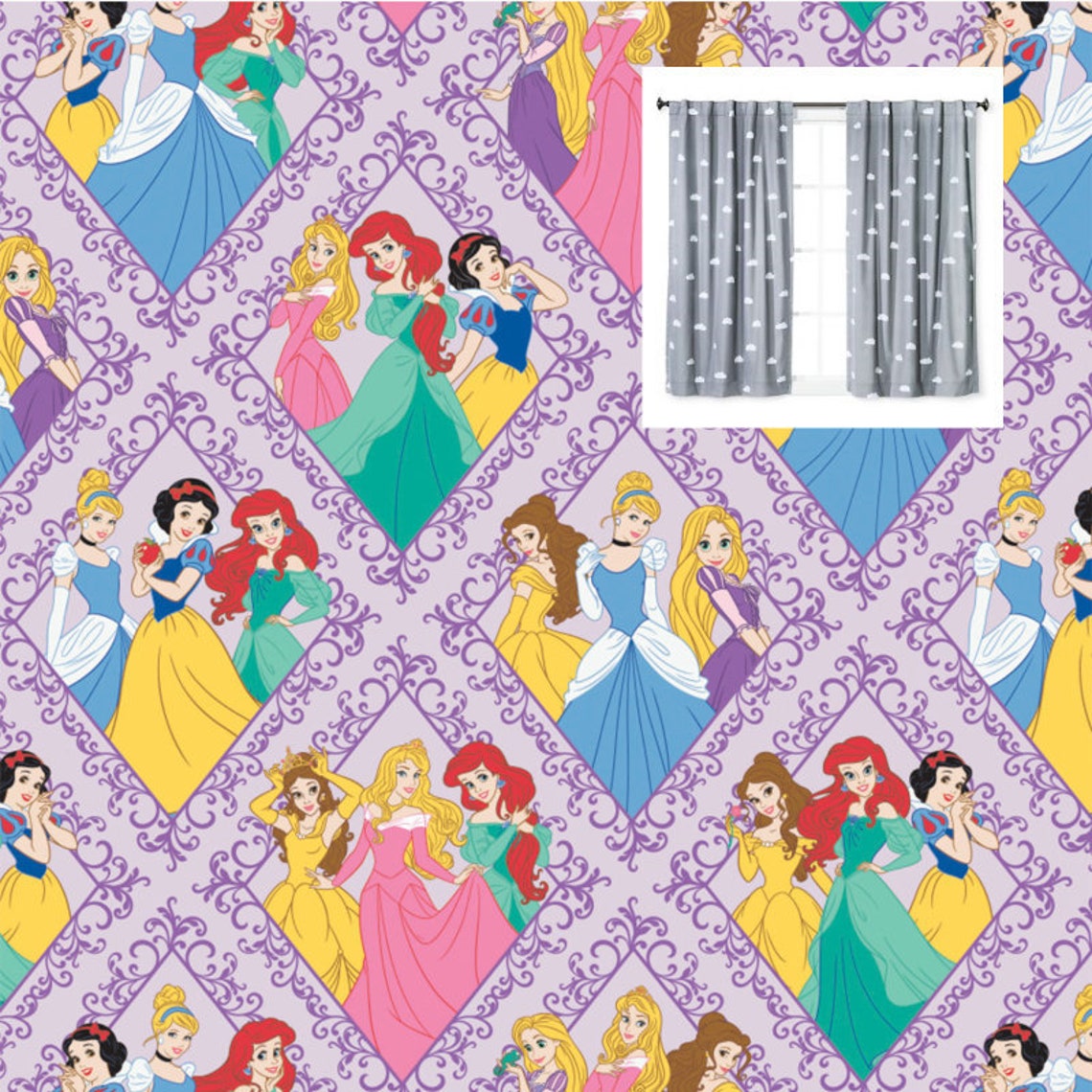 Princesses Disney Curtains Panels or Valance Princess Girl Etsy