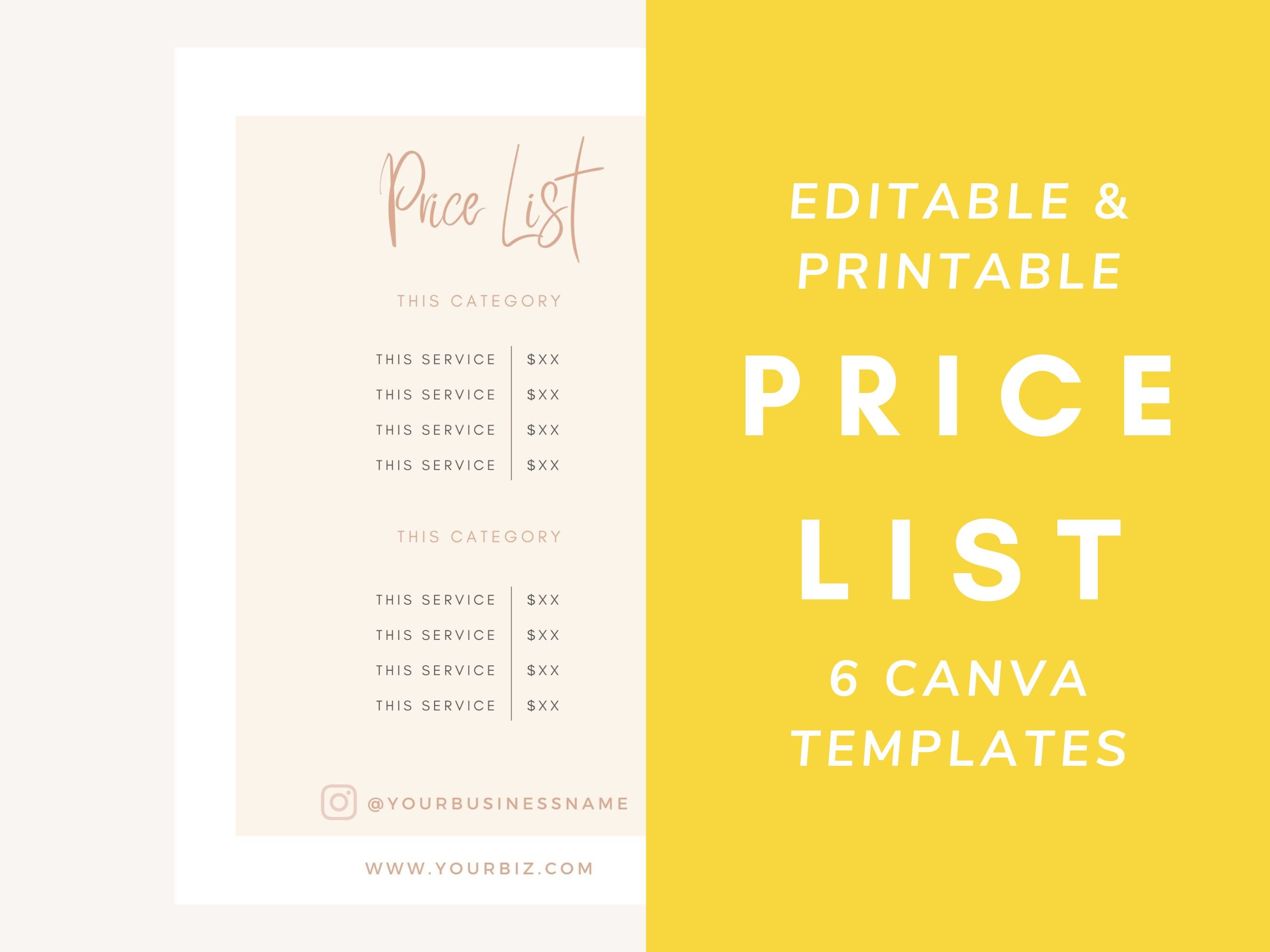 price-list-template-editable-printable-price-sheet-salon-etsy-uk