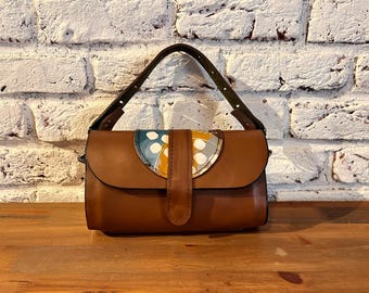 Leather Handbag, Hand-painted Leather Purse, Box Bag, One of a Kind Handbag, Lleather&Suede Handmade Clutch, Wearable Art, For Her