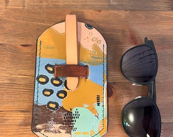 Hand-Painted Leather Eyeglass & Pen Case, Vegetable-Tanned, Suede Lined (Personalized)