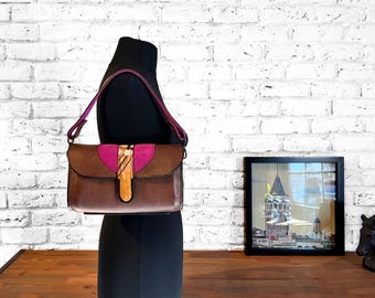 Leather Handbag, Hand Painted Leather Bag, Crazy Horse Leather Purse, One of a Kind Purse, Unique Gift For Her, One-of-a-kind Leather Bag