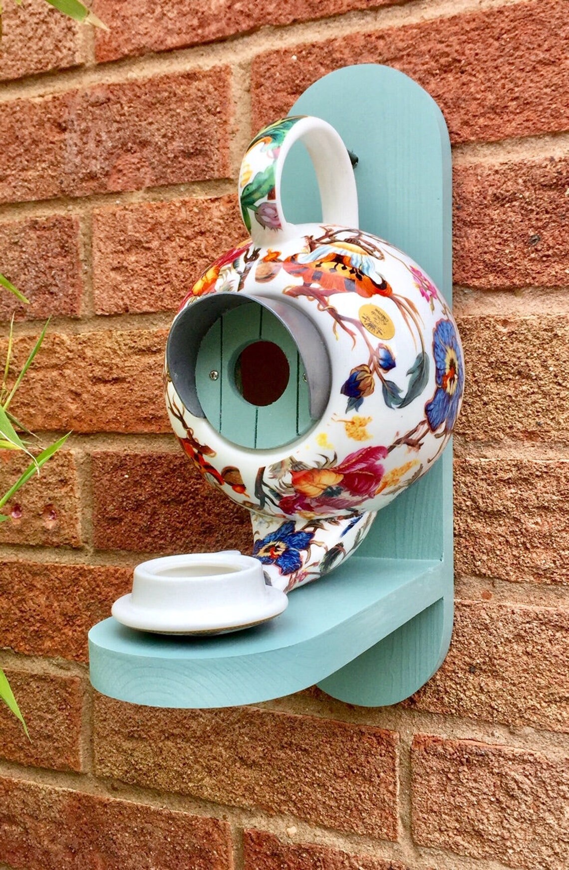 William Morris Teal Teapot Bird House and Feeder Etsy
