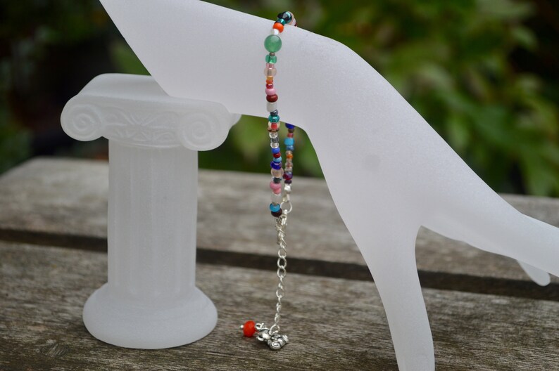 Assorted Beads Toho Czech Mikuyi with Small Teddy Bear UK Free Postage Bracelet Charm Hand Crafted Jewellery