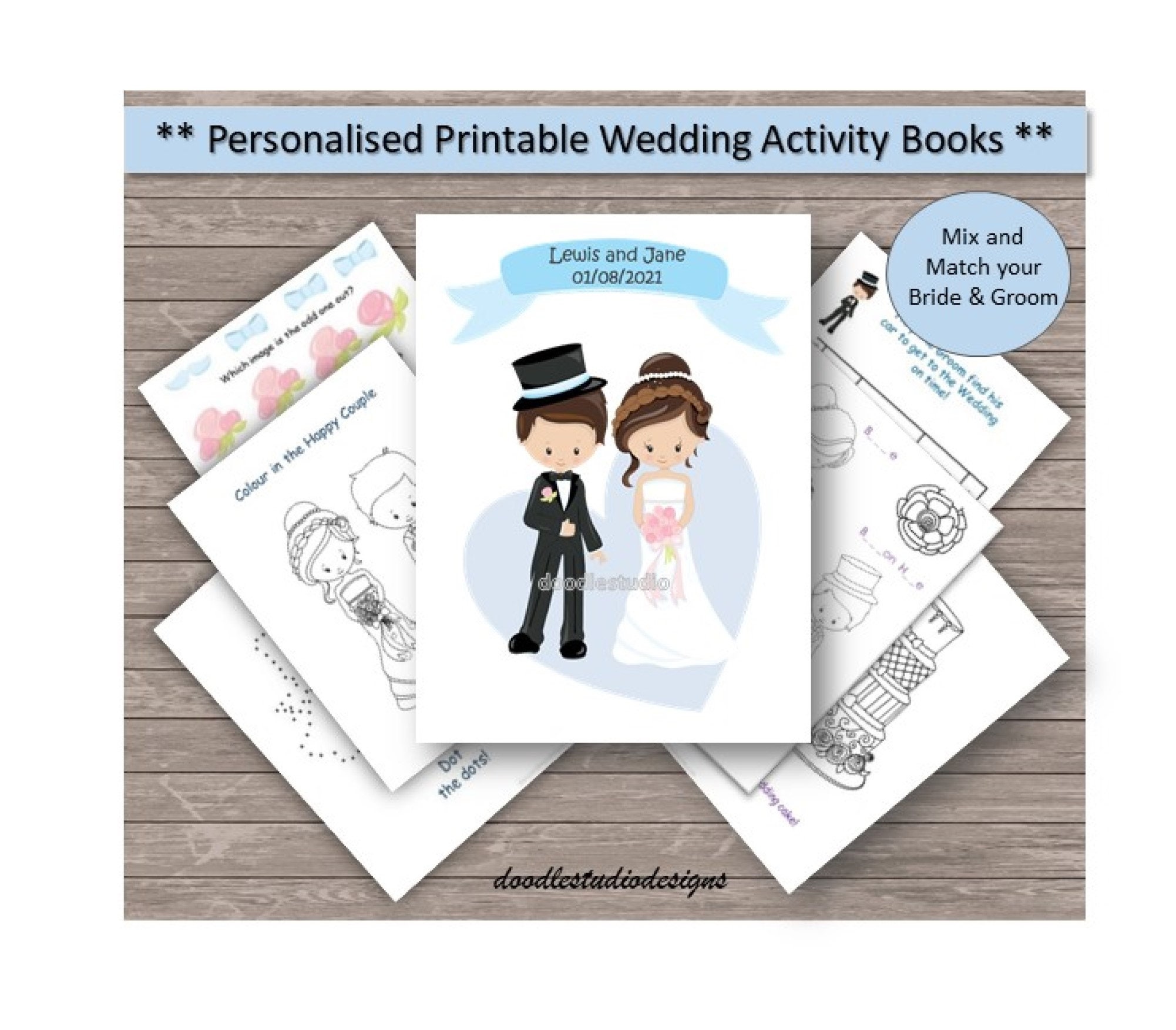 Personalised Bride &amp; Groom Printable Kids Wedding Activity | Etsy