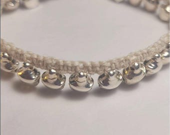Handmade Hemp Jingle Bell Anklet • India Silver Bells • Boho Anklet • Festival Jewelry • Custom Size Anklet • Plus Size Anklet