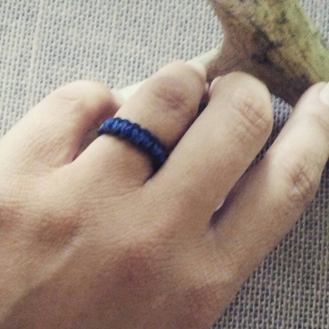 Hemp Rings Thin Blue Line Hemp Ring - Cobra Knot Law Enforcement Jewelry - Etsy