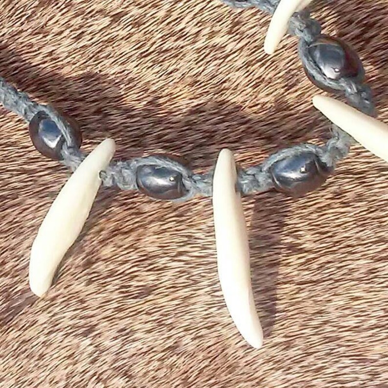 Genuine Teeth Jewelry Custom Gifts for Him Braided Organic Jewelry Taxidermy Hemp Jewelry Grey Coyote Tooth and Magnet Hemp Bracelet