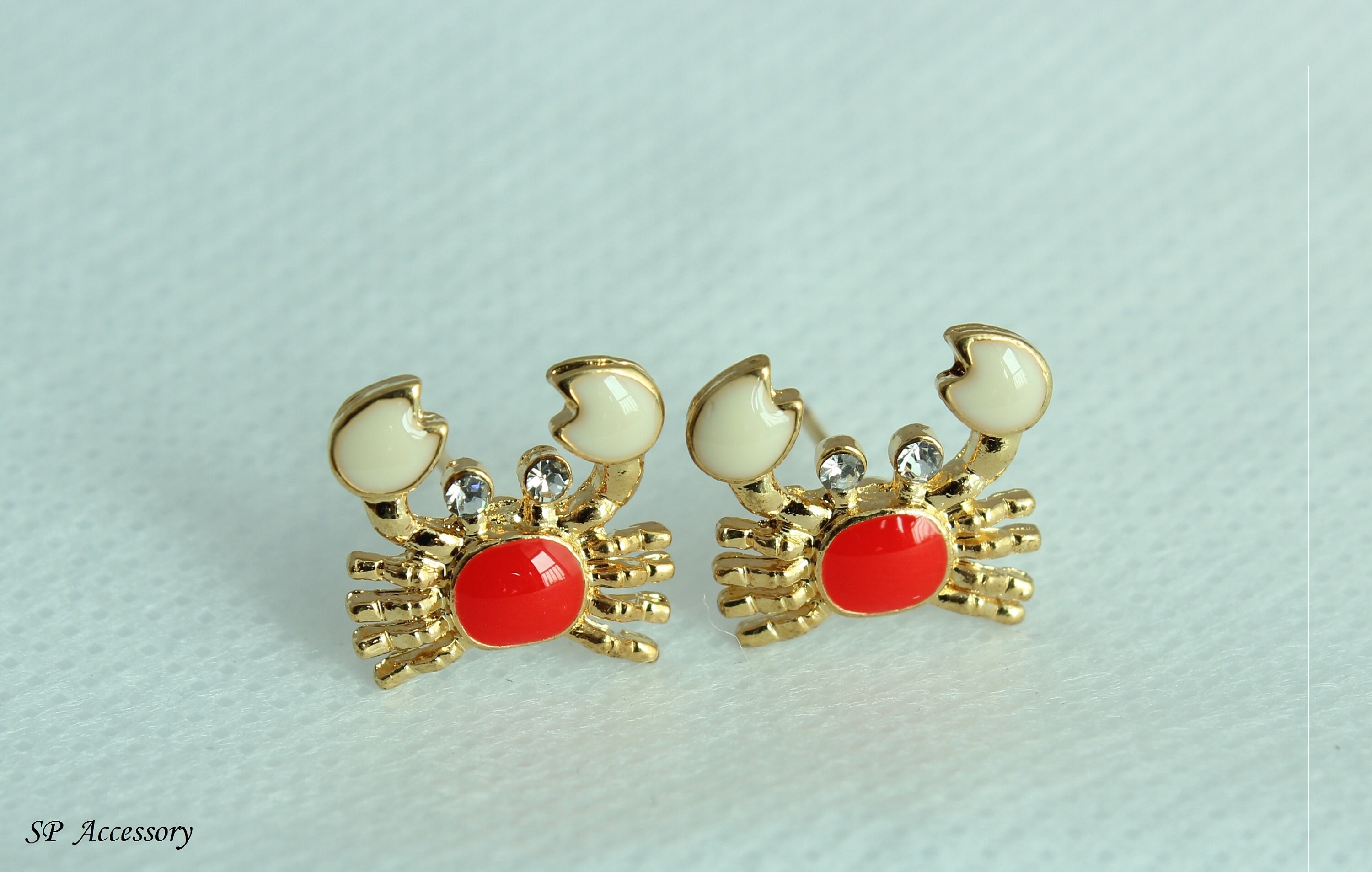 Crab earrings stainless steel earrings colorful crab cute Etsy