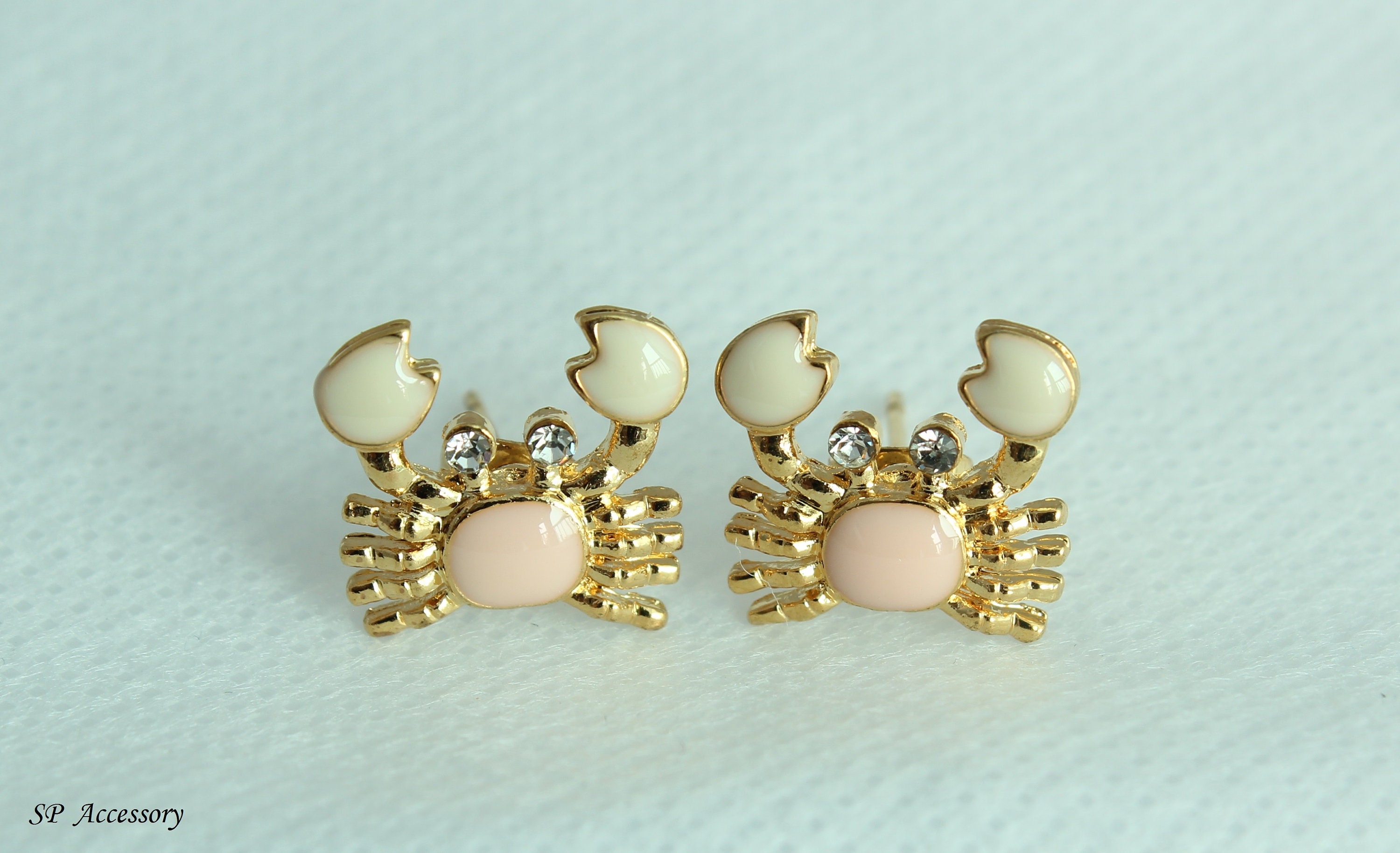 Crab earrings stainless steel earrings colorful crab cute Etsy