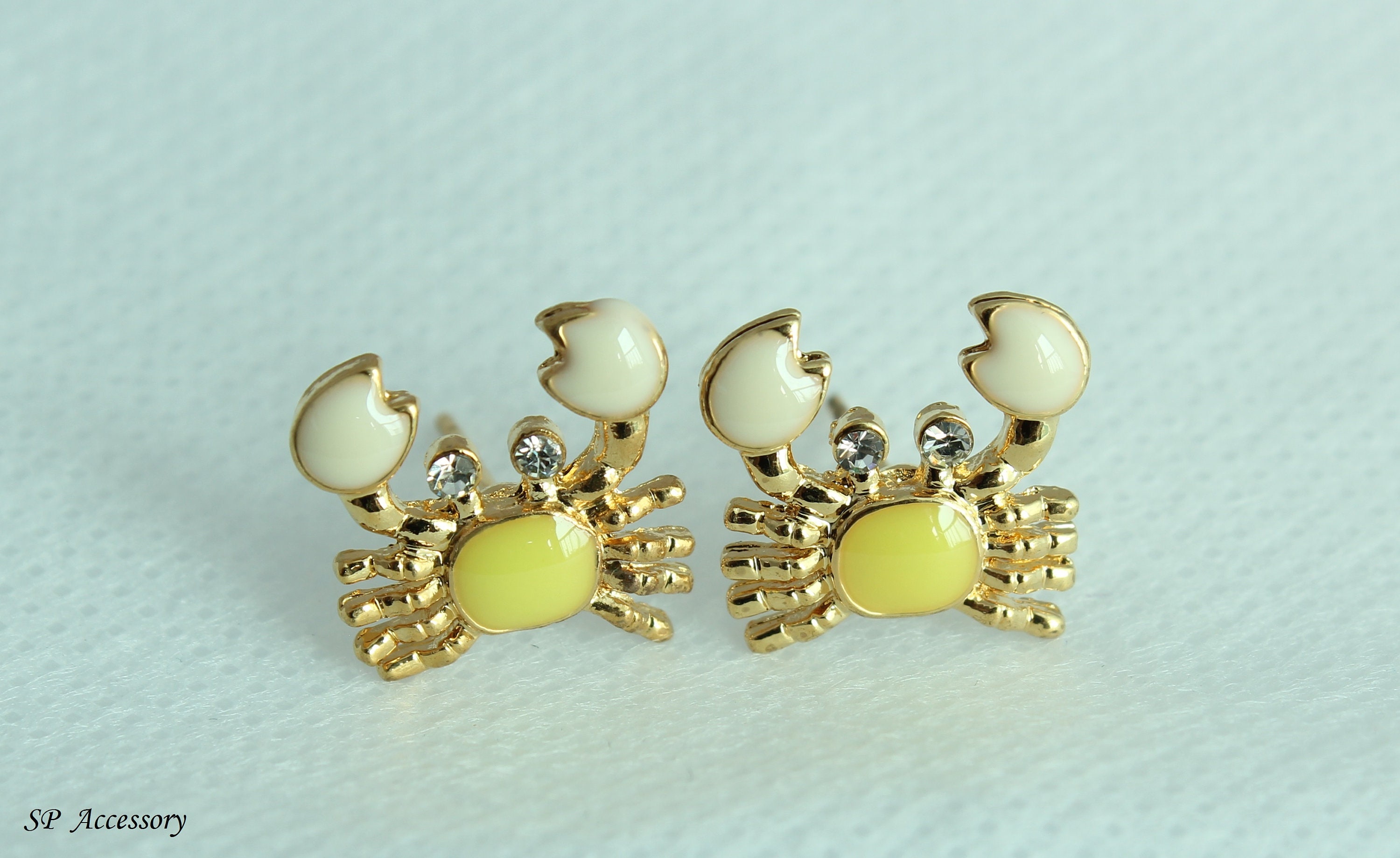 Crab earrings stainless steel earrings colorful crab cute Etsy