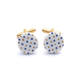 Delft Blue Porcelain Cuff Links, Pottery cufflinks, Ceramics and clay, suit Gift for him
