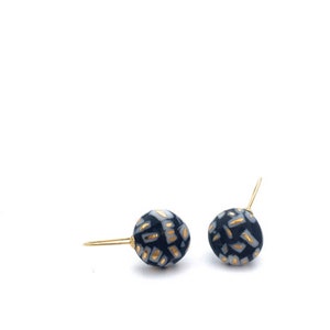 Porcelain earrings in black with gold accents Terrazzo image 1