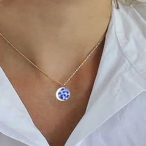 Gold Crescent Moon Necklace, porcelain jewelry, Sickle moon lunar phase pendant