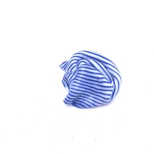 Handmade Porcelain brooch, blue and white breton stripes pottery gifts, ceramic brooch, One of a kind image 2