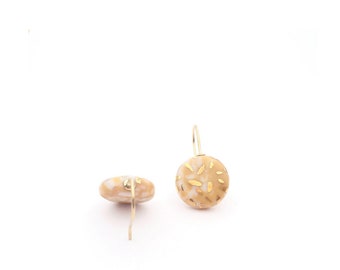 Ochre earth tones Porcelain gold earrings, Eco friendly jewelry, Mustard coloured, Terracotta earrings, natural palette