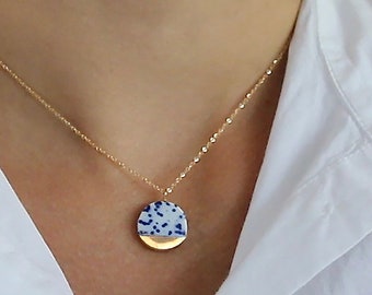 Blue and White Ceramic Necklace Porcelain Jewelry 18th - Etsy