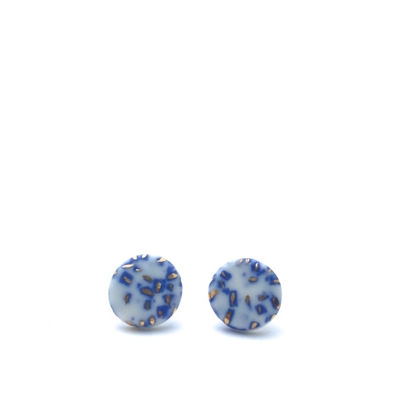 Blue Ceramic stud earrings porcelain ceramic jewelry Etsy