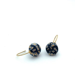 Porcelain earrings in black with gold accents Terrazzo image 5