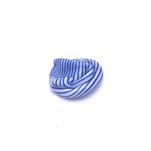 Handmade Porcelain brooch, blue and white breton stripes pottery gifts, ceramic brooch, One of a kind image 4