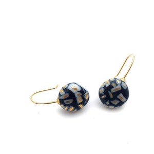 Porcelain earrings in black with gold accents Terrazzo image 3