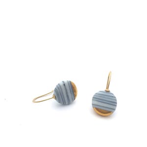 Porcelain and gold earrings, ceramic jewelry, gold dipped earrings, Minimalist earrings, Scandinavian Modern, black and white stripes image 5