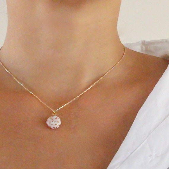 Rose and Gold Porcelain Necklace 14k Gold Filled Collarbone | Etsy