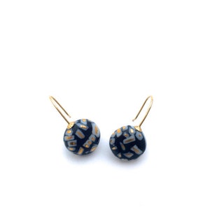Porcelain earrings in black with gold accents Terrazzo image 4