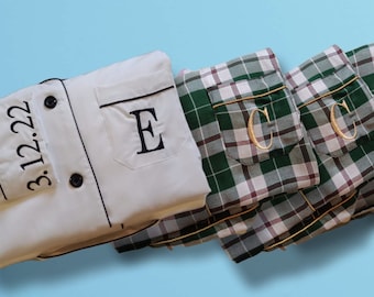 Green Plaid Green Checks Matching Bridesmaid Pajamas