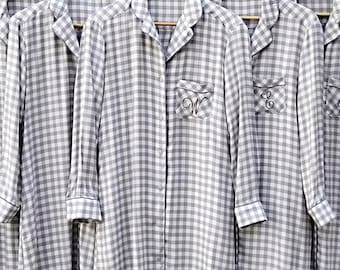 Grey Plaid Pajamas, Bridesmaid Pajamas, Bridesmaid PJs, Personalized Pyjamas, Bridal Party Pajamas, Bridesmaid Robes, Bridesmaid Gift