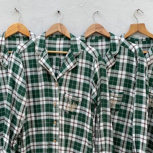 Luxury Pajamas, Green Plaid Pajamas, holiday pajamas, personalised Easter Day shirt, mr and mrs pajamas, bridal pyjamas, bridesmaid pajamas