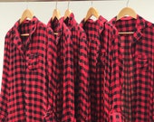 Buffalo Plaid Shirt, Holiday pajamas, Bridesmaid Sets, Christmas shirts, Red Plaid Shirt, Bride Tribe Shirts, Christmas Button Down