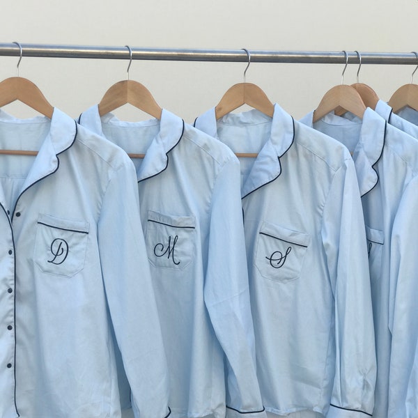 Bridesmaid Pajamas in Sky Blue, Wedding PJ Set,bridal shower gift, bridal shower, bridal party gifts, flower girl shirt, bridal party gifts