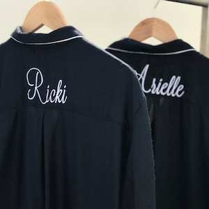 Black Long Shirt, bridesmaid getting ready shirt, Bridesmaid Pajama Shirts, Wedding Pajama Shirts, Pajamas with Cuff Date