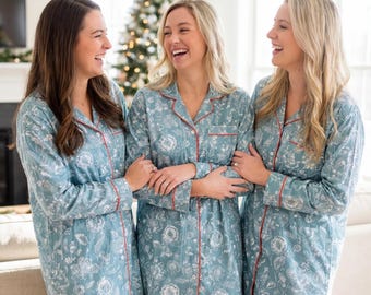 Pijama de algodão para festa de casamento, conjunto de pijama monogramado para madrinhas, roupa de dormir personalizada para casamento, pijamas combinando para despedida de solteira, presente para os preparativos.
