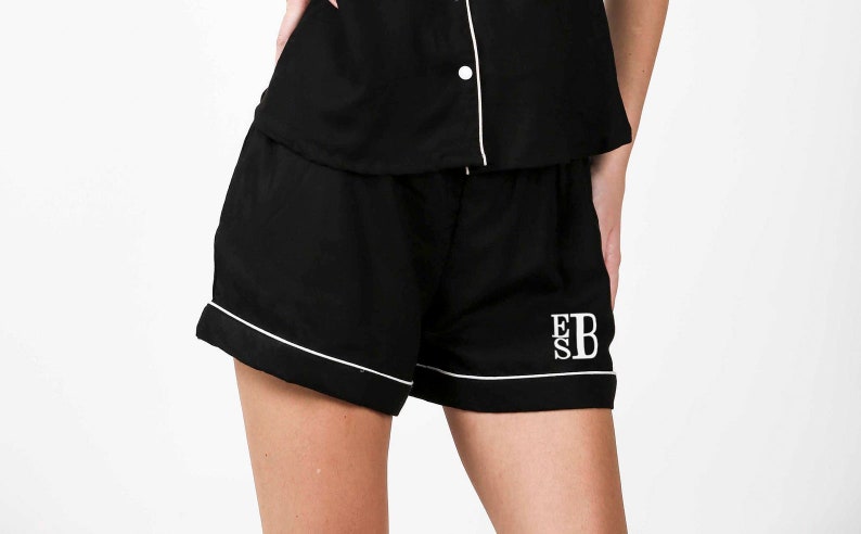 BLACK Shorts only Cotton Nightwear Shorts Sleepshirt shorts Women beach wear Loose Sleepwear Casual wear Lounge Cloth Boxers Monogram