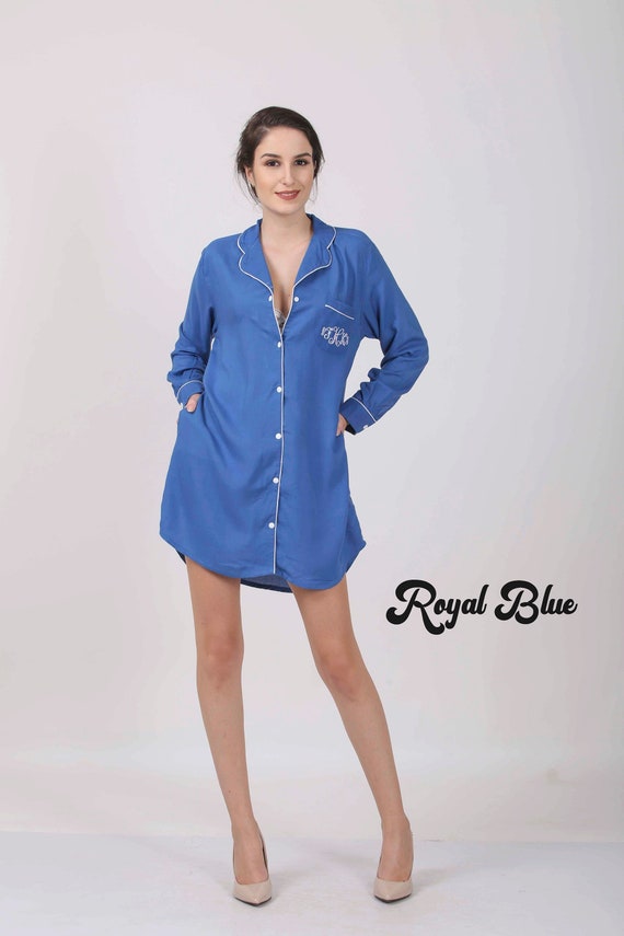 ROYAL Blue Boyfriend Shirt Sleep Shirt ...