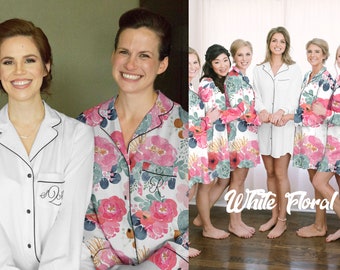 FLORAL Bridesmaid Shirts, Watercolor floral Boyfriend shirts, personalized pajamas, pajama party set, bridesmaid pajamas, bridesmaids gifts