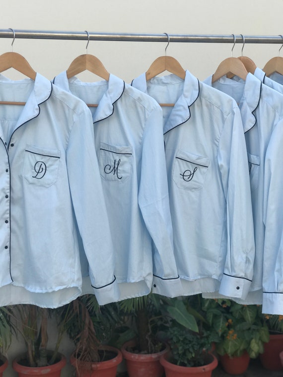 Bridesmaid Pajamas in Blue and Wedding PJ Set
