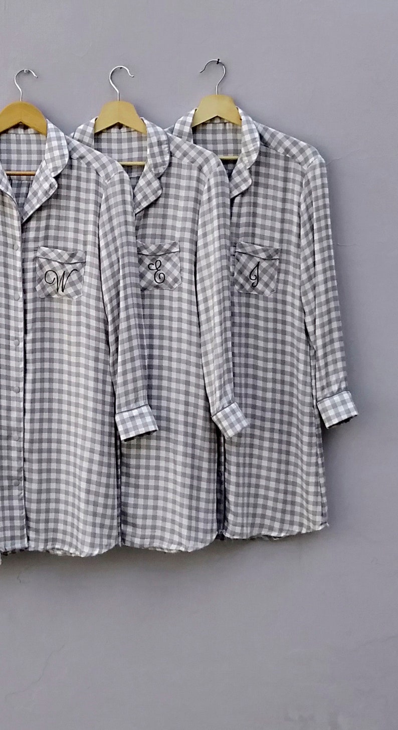 Grey Plaid Bridesmaid Shirts Grey Checks Boyfriend shirts Etsy
