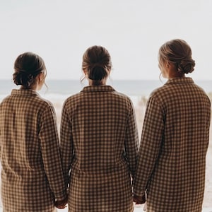 Grey Plaid Bridesmaid Shirts, Boyfriend Pajamas, Personalised Pajamas, Pajama Party set, Bridesmaids Pajamas, bridesmaids gifts image 4