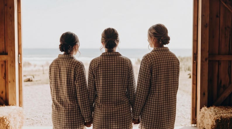 Grey Plaid Bridesmaid Shirts, Boyfriend Pajamas, Personalised Pajamas, Pajama Party set, Bridesmaids Pajamas, bridesmaids gifts image 4