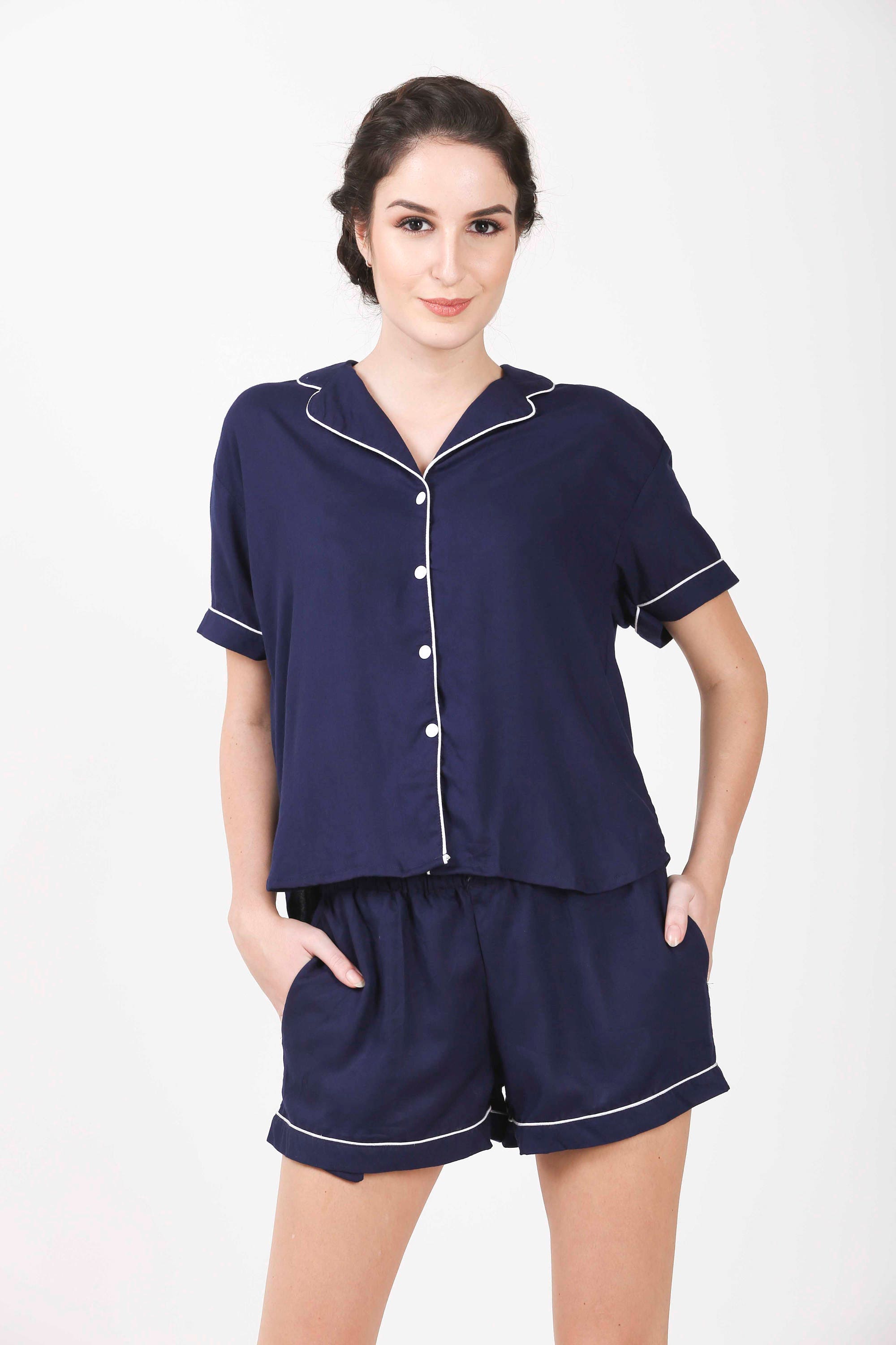 NAVY Blue Pjs Pajama Set for Women Matching Pajamas Etsy NAVY Blue Pjs Pajama Set for Women Matching Pajamas Etsy